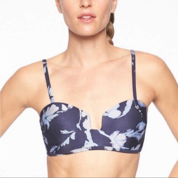 Athleta Other - Athleta Floral Print Aqualuxe Square Plunge Bikini Top Small